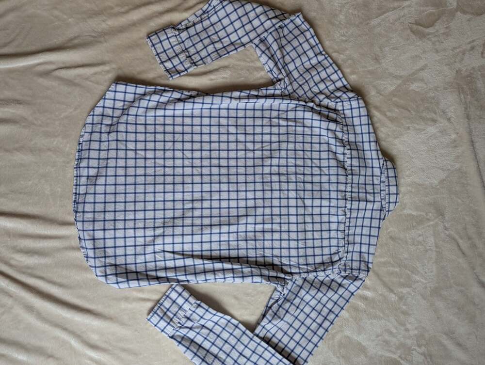 Gap Slim Fit Button Down Shirt Men's XS White Blue Plaid - Picture 4 of 4